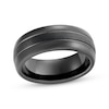 Thumbnail Image 1 of Center Stripe Wedding Band Black Ion-Plated Tungsten Carbide 8mm