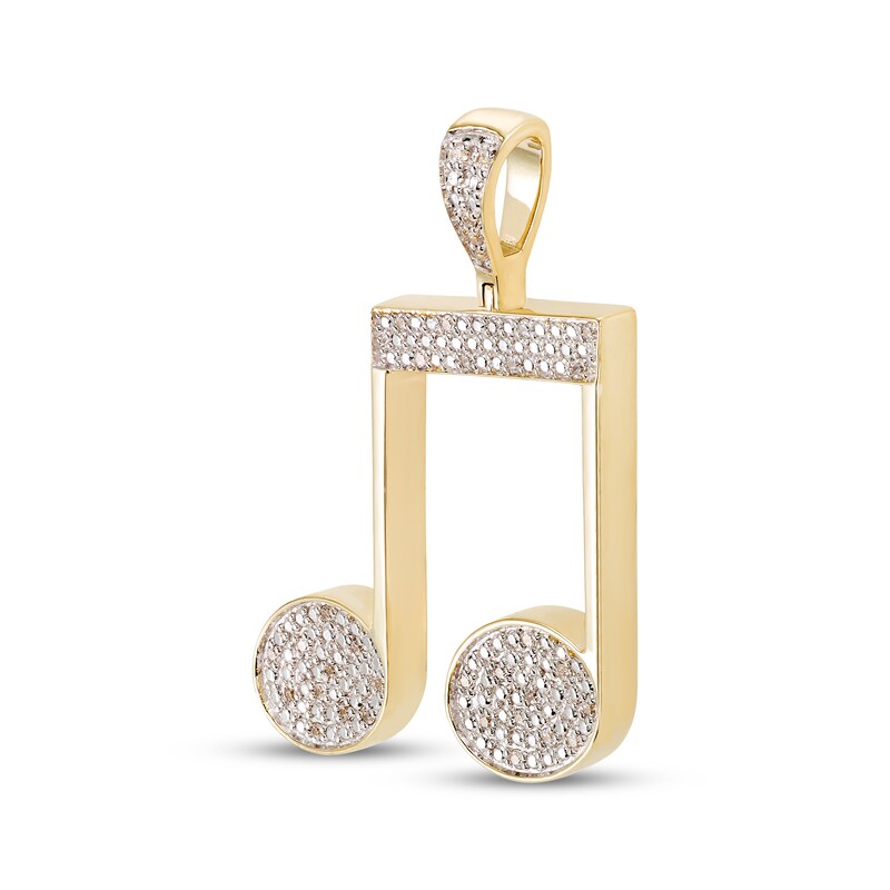 Main Image 2 of Men's Diamond Musical Notes Charm 1/5 ct tw 10K Yellow Gold