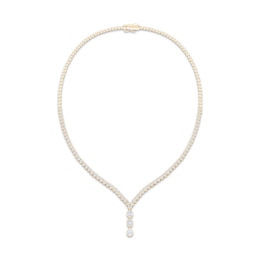 KAY Lab-Grown Diamonds Emerald, Pear & Oval-Cut Chevron Drop Necklace 3-3/4 ct tw 14K Yellow Gold