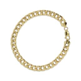 7mm Curb Chain Bracelet Hollow 10K Yellow Gold 8.5"