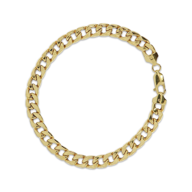 Main Image 1 of 7mm Curb Chain Bracelet Hollow 10K Yellow Gold 8.5"