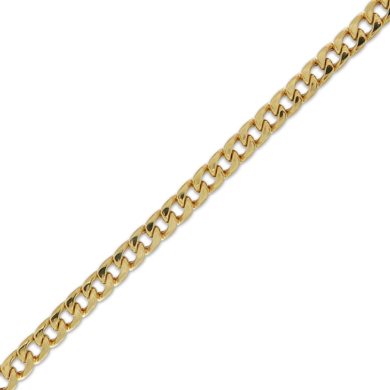 Main Image 2 of 7mm Curb Chain Bracelet Hollow 10K Yellow Gold 8.5"