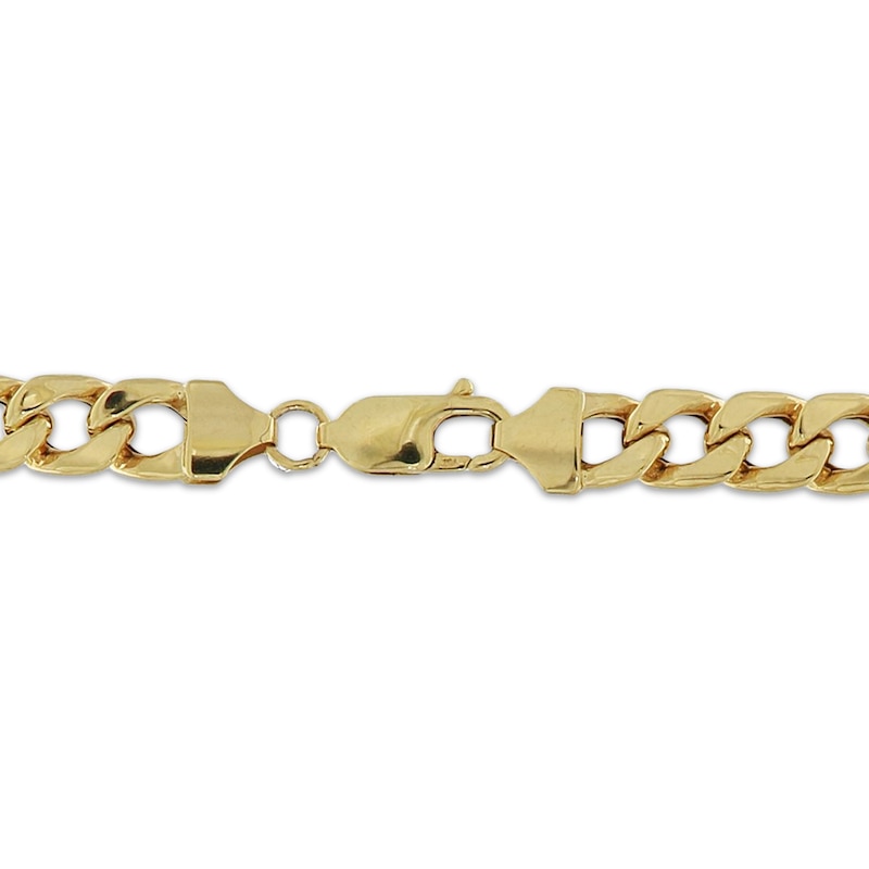 Main Image 3 of 7mm Curb Chain Bracelet Hollow 10K Yellow Gold 8.5"