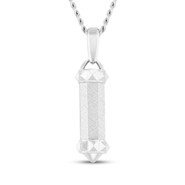 Men's Cylinder Drop Pendant Necklace Stainless Steel 24"