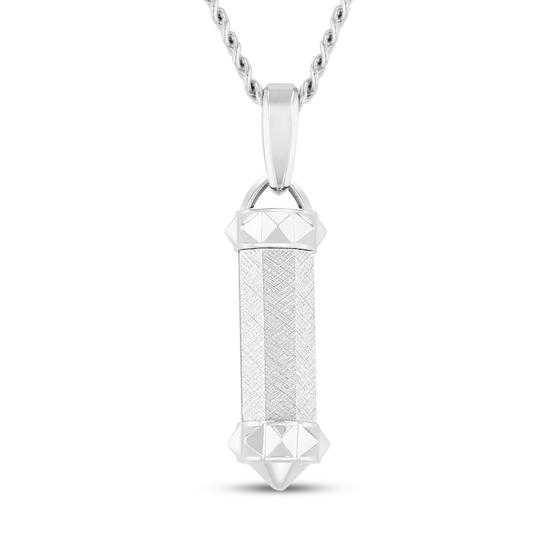 Main Image 3 of Men's Cylinder Drop Pendant Necklace Stainless Steel 24"