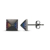 Thumbnail Image 3 of Men's Multicolor Lab-Created Gemstone Pyramid Stud Earrings Matte Gunmetal-Plated Sterling Silver