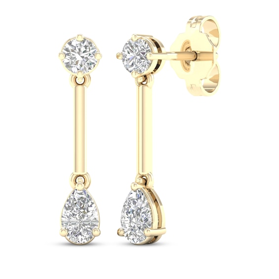 STUDIO BY KAY Pear-Shaped & Round-Cut Lab-Grown Diamond Drop Earrings 3/8 ct tw 24K Yellow Gold Vermeil Sterling Silver