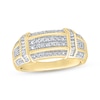 Thumbnail Image 1 of Men's Round & Baguette-Cut Lab-Grown Diamond Ring 1/2 ct tw 24K Yellow Gold Vermeil Sterling Silver