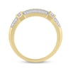 Thumbnail Image 2 of Men's Round & Baguette-Cut Lab-Grown Diamond Ring 1/2 ct tw 24K Yellow Gold Vermeil Sterling Silver