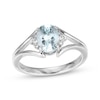 Thumbnail Image 1 of Oval-Cut Aquamarine & White Lab-Created Sapphire Ring Sterling Silver