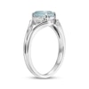 Thumbnail Image 2 of Oval-Cut Aquamarine & White Lab-Created Sapphire Ring Sterling Silver