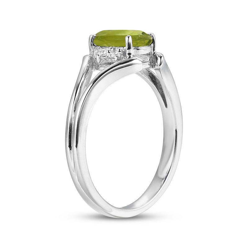 Main Image 2 of Oval-Cut Peridot & White Lab-Created Sapphire Ring Sterling Silver