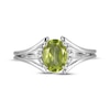 Thumbnail Image 3 of Oval-Cut Peridot & White Lab-Created Sapphire Ring Sterling Silver