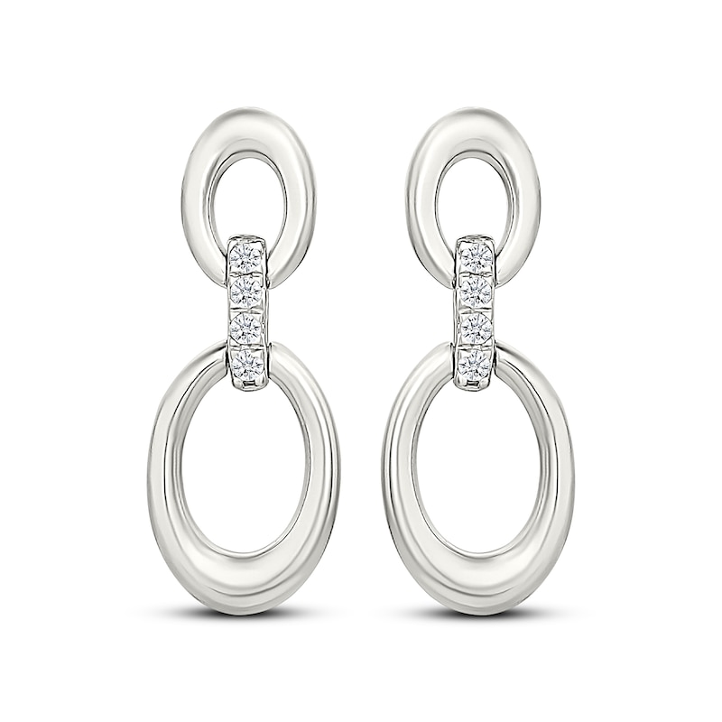 Main Image 2 of Diamond Double Oval Doorknocker Drop Earrings 1/15 ct tw Sterling Silver