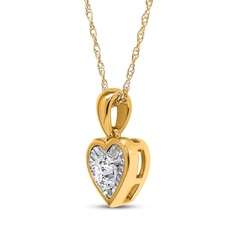 Main Image 2 of Radiant Reflections Diamond Heart-Shaped Solitaire Necklace 1/6 ct tw 10K Yellow Gold 18" (J/I3)