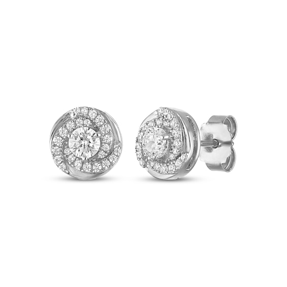 KAY Lab-Grown Diamonds Swirl Halo Stud Earrings 1/2 ct tw Sterling Silver