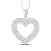 Thumbnail Image 1 of Baguette & Round-Cut Diamond Three-Row Heart Outline Necklace 1/2 ct tw 10K White Gold 18"
