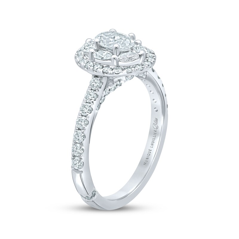 Main Image 2 of Monique Lhuillier Bliss Oval-Cut Diamond Double Halo Engagement Ring 1-1/4 ct tw 18K White Gold