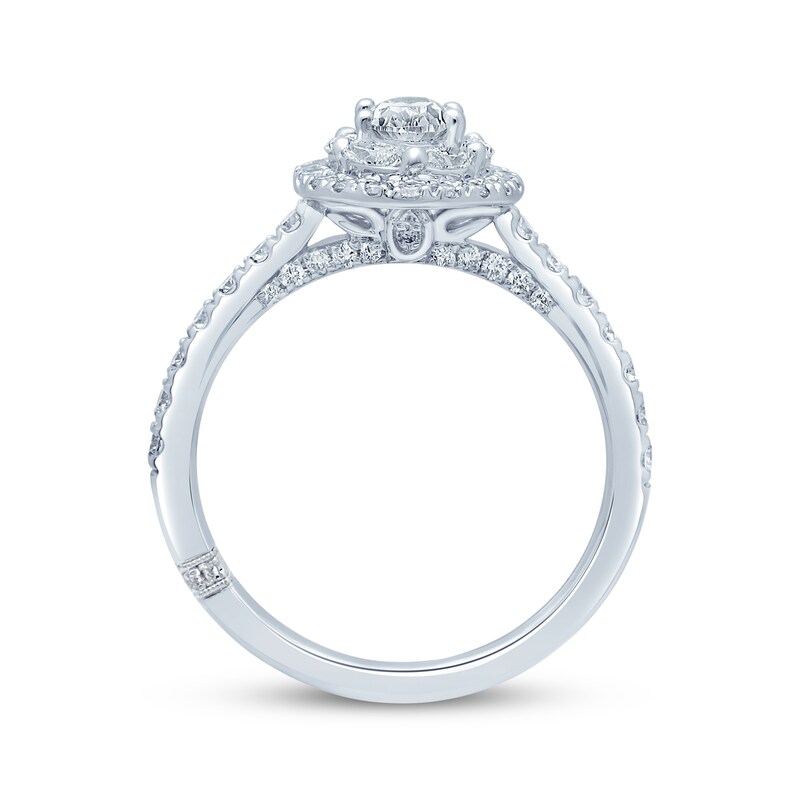 Main Image 3 of Monique Lhuillier Bliss Oval-Cut Diamond Double Halo Engagement Ring 1-1/4 ct tw 18K White Gold