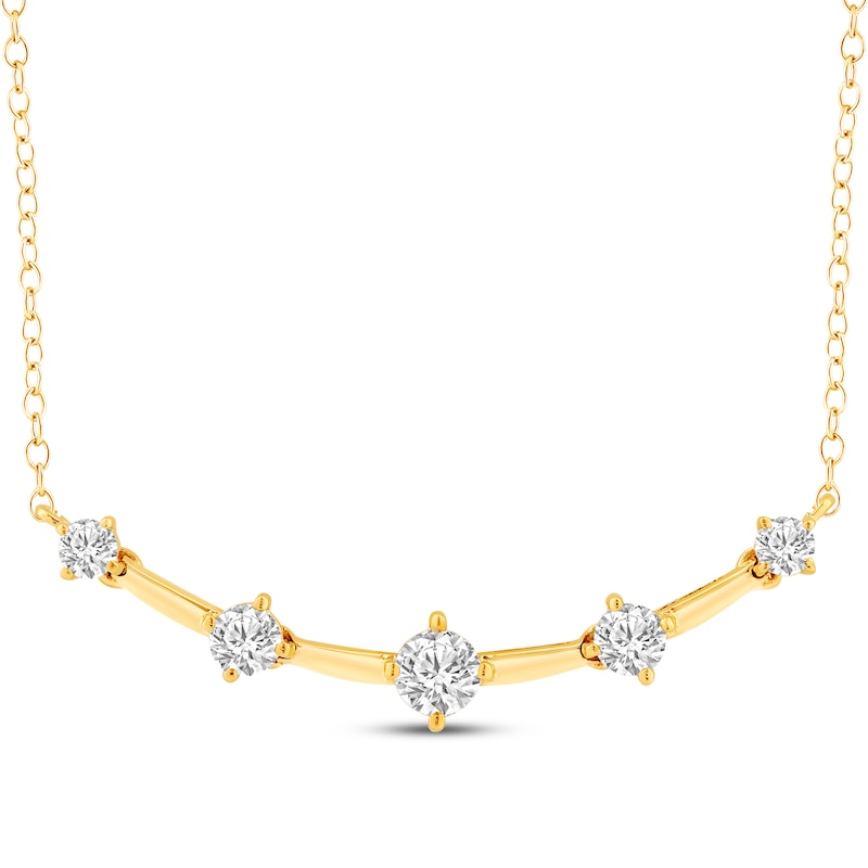 Main Image 1 of Milestones Lab-Grown Diamond Station Necklace 1-1/2 ct tw 10K Yellow Gold 18"