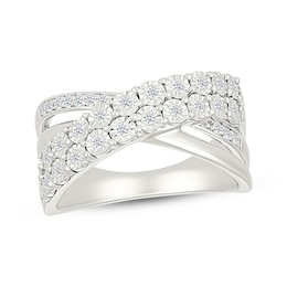 Diamond Multi-Row Crossover Fashion Ring 1/5 ct tw Sterling Silver