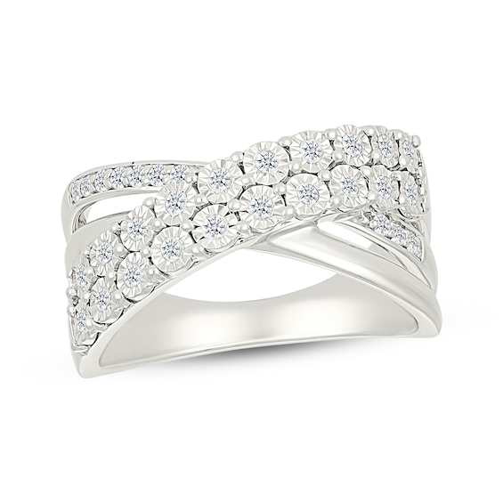 Diamond Multi-Row Crossover Fashion Ring 1/5 ct tw Sterling Silver