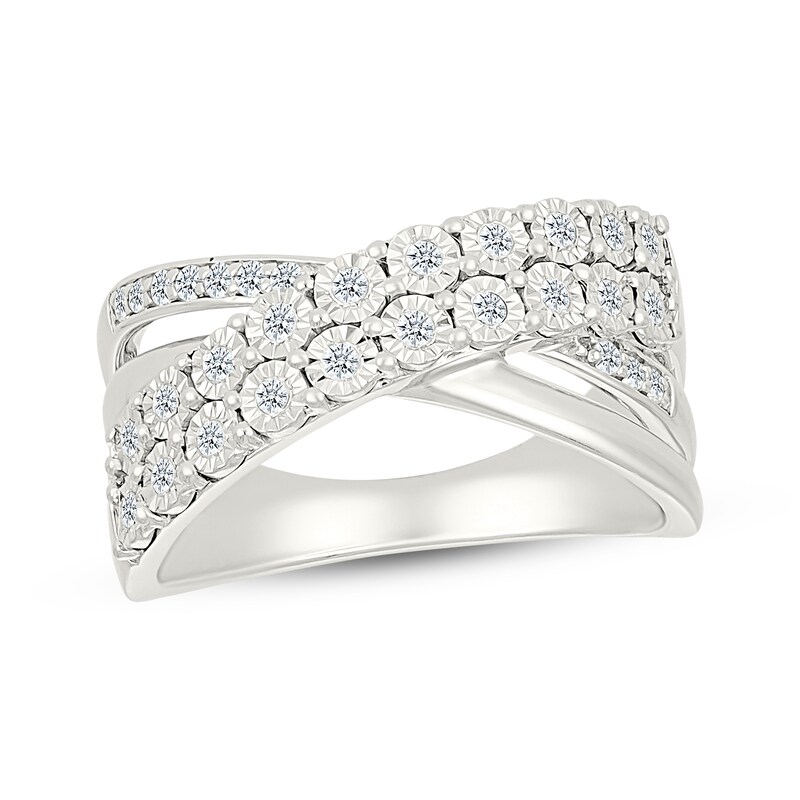 Main Image 1 of Diamond Multi-Row Crossover Fashion Ring 1/5 ct tw Sterling Silver