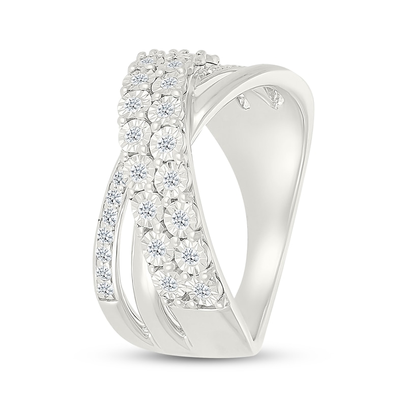 Main Image 2 of Diamond Multi-Row Crossover Fashion Ring 1/5 ct tw Sterling Silver