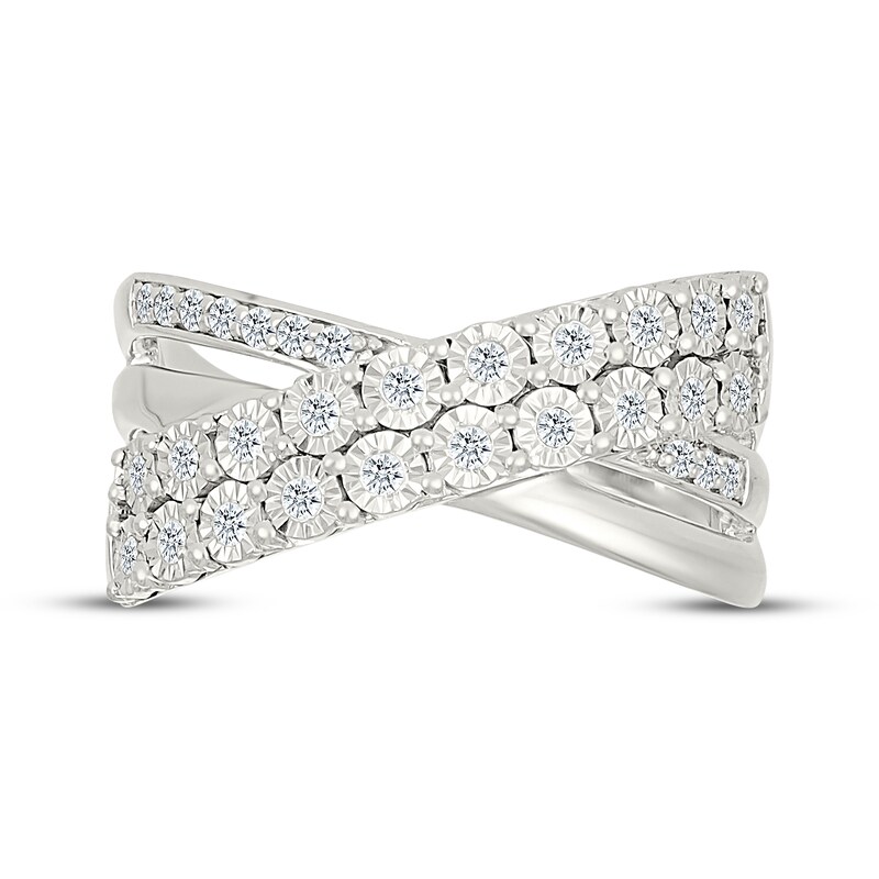 Main Image 4 of Diamond Multi-Row Crossover Fashion Ring 1/5 ct tw Sterling Silver