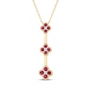 Thumbnail Image 1 of Lab-Created Ruby & White Lab-Created Sapphire Drop Necklace 10K Yellow Gold 18"