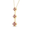 Thumbnail Image 2 of Lab-Created Ruby & White Lab-Created Sapphire Drop Necklace 10K Yellow Gold 18"