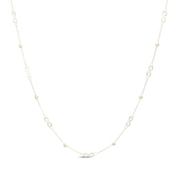 Infinity & Bead Station Necklace 10K Yellow Gold 18"
