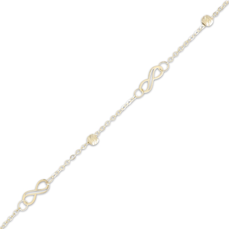 Main Image 2 of Infinity & Bead Station Necklace 10K Yellow Gold 18"