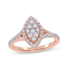Adore Round-Cut Multi-Diamond Marquise-Shaped Halo Engagement Ring 3/8 ct tw 10K Rose Gold
