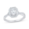 Thumbnail Image 1 of Baguette & Round-Cut Multi-Diamond Center Engagement Ring 1/3 ct tw 14K White Gold