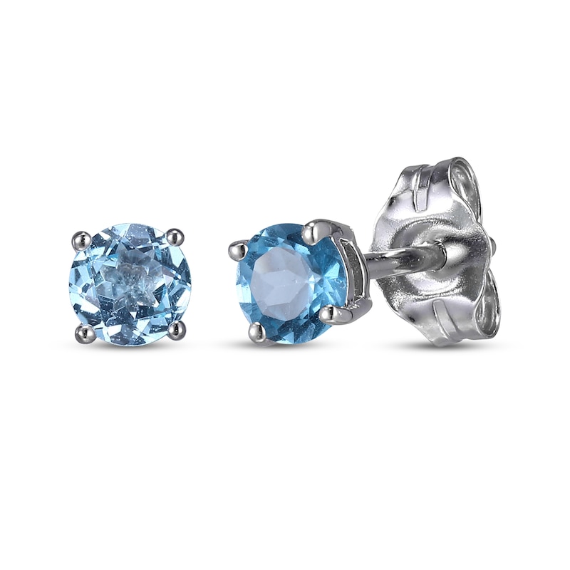 Round-Cut Swiss Blue Topaz & White Lab-Created Sapphire Stud & Hoop Earrings Gift Set Sterling Silver