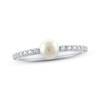 Cultured Pearl & White Lab-Created Sapphire Ring Sterling Silver