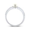 Cultured Pearl & White Lab-Created Sapphire Ring Sterling Silver