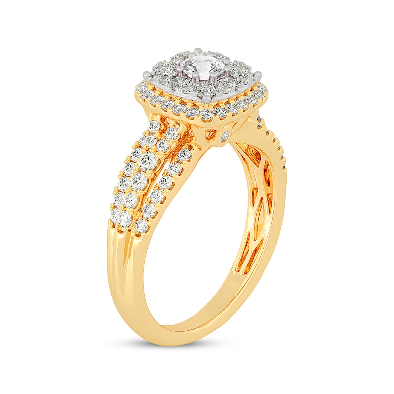 Main Image 2 of Adore Multi-Diamond Center Cushion Frame Engagement Ring 1 ct tw 10K Yellow Gold