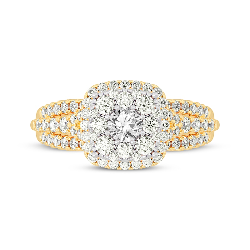 Main Image 3 of Adore Multi-Diamond Center Cushion Frame Engagement Ring 1 ct tw 10K Yellow Gold