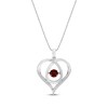Thumbnail Image 1 of Unstoppable Love Garnet & White Lab-Created Sapphire Heart Loop Necklace Sterling Silver 18"