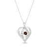Thumbnail Image 2 of Unstoppable Love Garnet & White Lab-Created Sapphire Heart Loop Necklace Sterling Silver 18"