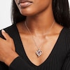 Thumbnail Image 3 of Unstoppable Love Garnet & White Lab-Created Sapphire Heart Loop Necklace Sterling Silver 18"