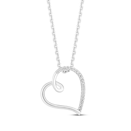 Hallmark Diamonds Tilted Looping Heart Necklace 1/20 ct tw Sterling Silver 18"