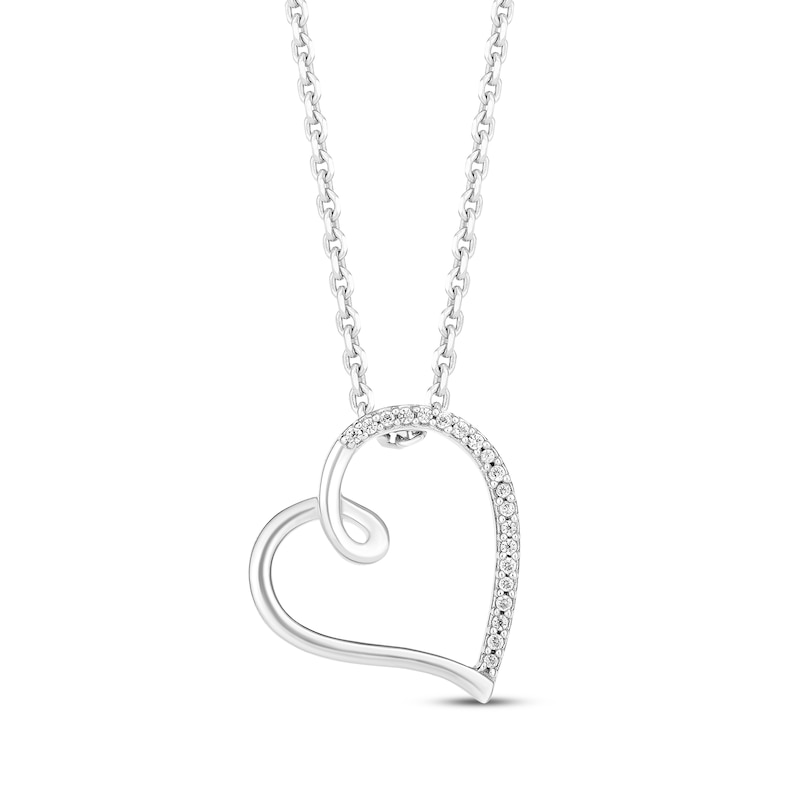 Main Image 1 of Hallmark Diamonds Tilted Looping Heart Necklace 1/20 ct tw Sterling Silver 18"