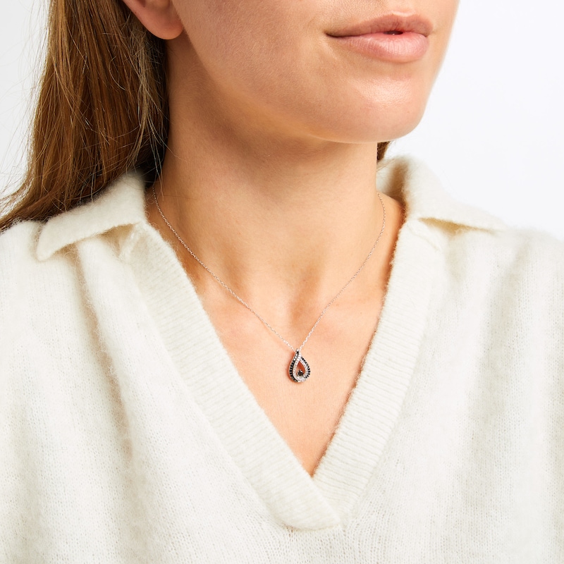 Main Image 3 of Black & White Diamond Teardrop Necklace 1/3 ct tw 10K White Gold 18&quot;