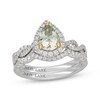 Thumbnail Image 1 of Neil Lane Pear-Shaped Green Quartz & Diamond Halo Bridal Set 1/2 ct tw 14K White Gold
