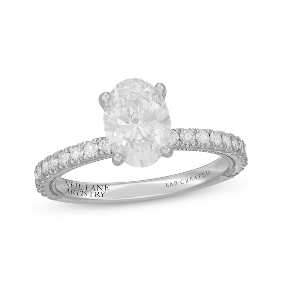 Neil Lane Artistry Oval-Cut Lab-Grown Diamond Engagement Ring 2 ct tw 14K White Gold