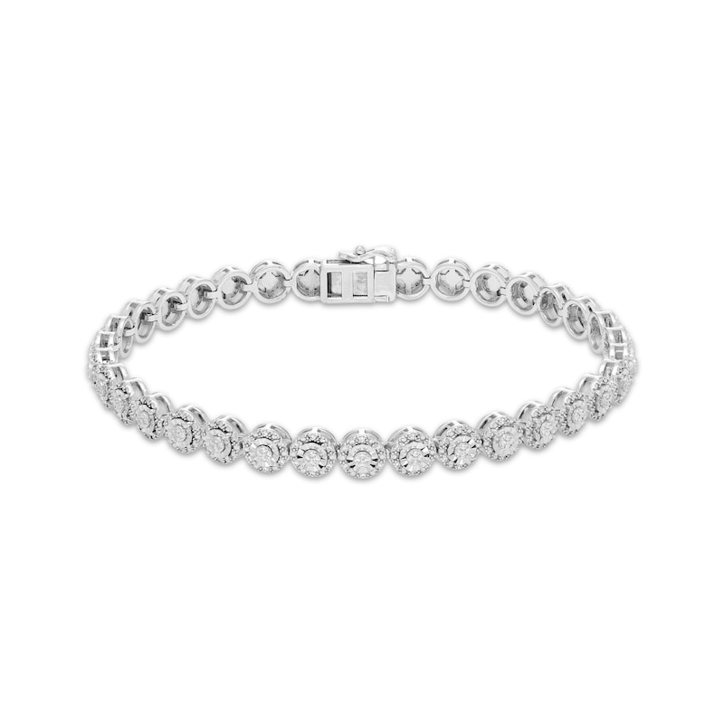 Main Image 1 of Diamond Halo Line Bracelet 1/2 ct tw Sterling Silver 7"