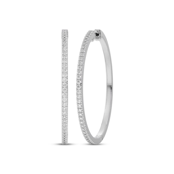 Diamond Hoop Earrings 1 ct tw 10K White Gold 40.2mm